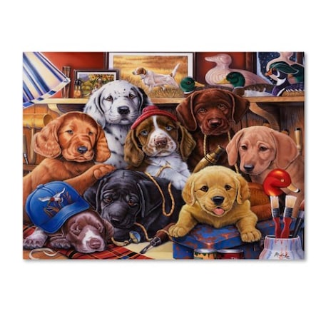 Jenny Newland 'Grandpa?s Puppies' Canvas Art,35x47